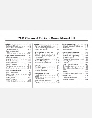 chevrolet equinox 2011 owners manual